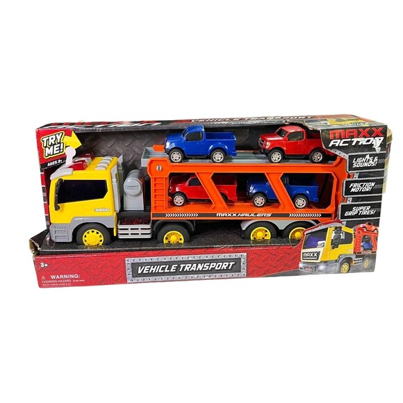 Maxx Action Truck & Trailer Vehicle Transport Hauler with Lights & Sounds NEW! - Picture 2 of 7